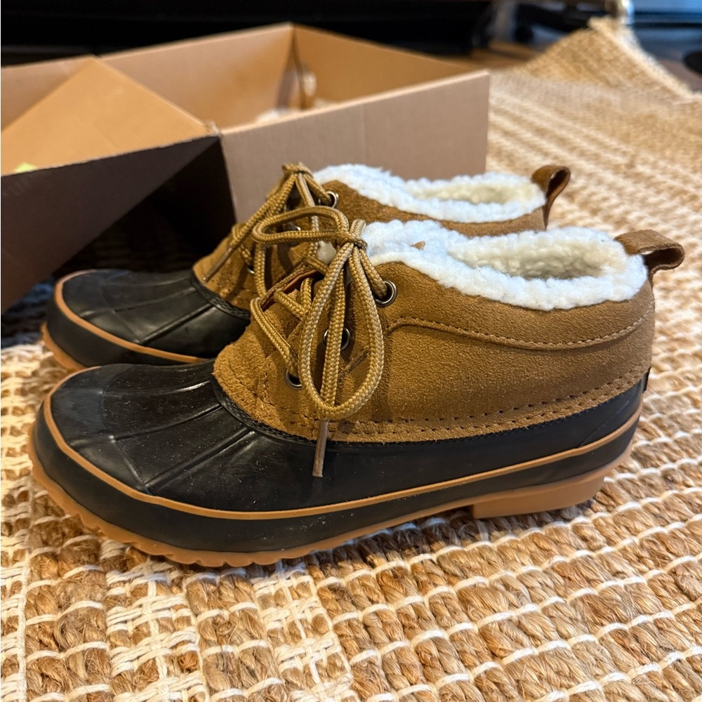 Khombu Brown and Black Winter Rain Boots with Waterproof Design